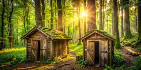 Secluded Wooden Forest Shelters: Rustic Dugouts Hidden Amongst Trees