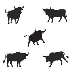 Unique Set of Bull Silhouettes
