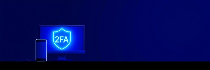 2FA Shield Concept – Secure Access Control & Data Protection Background, two-factor authentication, cyber security, 2fa copy space background


