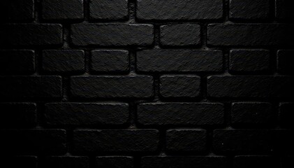 Deeply textured black brick; uneven mortar, subtle light reflection , rustic, dark, uneven