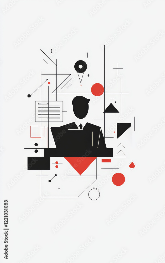 Poster digital architect: an abstract digital art piece showcases a business person surrounded by interconn
