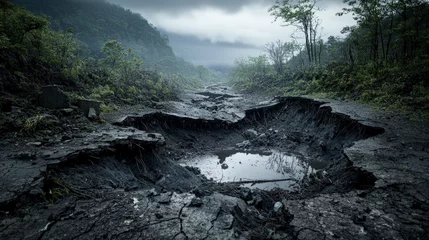 Gardinen Impact of climate change ground-level photography capturing environmental disaster and landscape collapse © สมเจตน์ หนูแก้ว