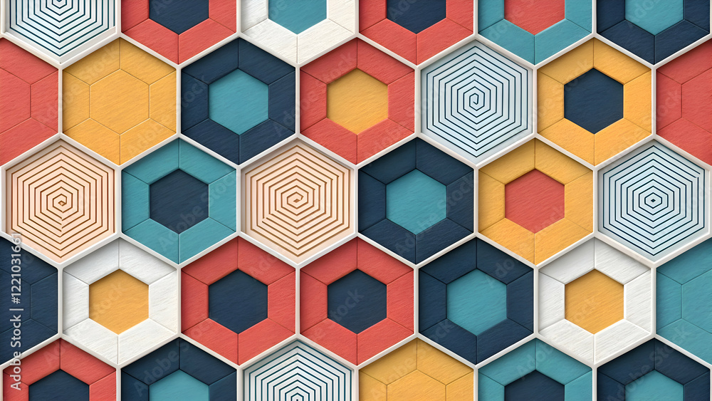 Poster abstract cube hexagon shape pattern background