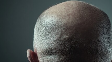 Fototapeta premium Close-up of bald head showing thinning hair and wrinkles on forehead