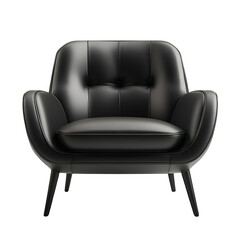 Front view of a contemporary armchair with a sleek design isolated on a white transparent background