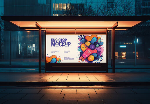 Bus Stop Mockup: Perfect for Outdoor Advertising, Billboards, and Creative Campaigns, Generated with AI