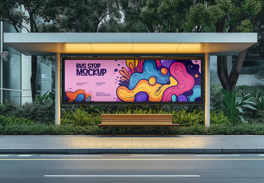 Bus Stop Mockup: Perfect for Outdoor Advertising, Billboards, and Creative Campaigns, Generated with AI