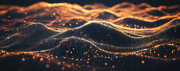 Abstract futuristic waves with glowing lines