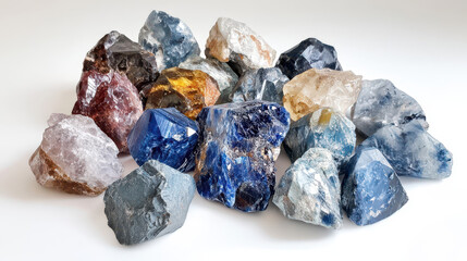 A Stunning Collection of Rough Gemstones in Various Colors and Textures