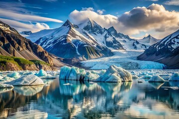 Shrinking Alaskan Glacier, Yakutat Bay, St. Elias Mountains - Climate Change Impact Stock Photo