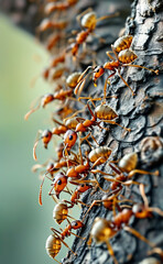 ants crawling on a tree
