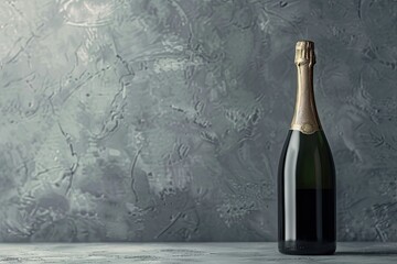 High Quality Picture of Champagne Bottle on Grey Background