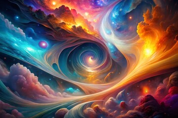 Fototapeta premium Surreal Abstract Composition: Vibrant Swirls of Color and Light