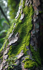 moss growing on a tree trunk