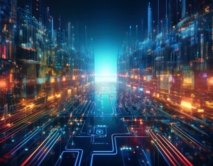 Obraz premium Digital transformation conceptual for next generation technology era