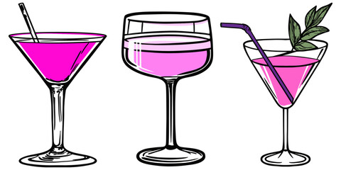 Detailed Cocktail Vector Art Collection for Creative and Professional Use
