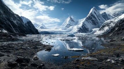 Obraz premium Aerial photography of melting glaciers in the arctic raising awareness for climate change in nature's landscape