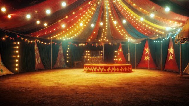 A Vintage Circus Tent Interior With Stage
