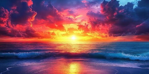 Fototapeta premium Glowing Sunset Over the Ocean