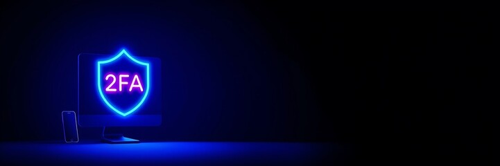 FA Shield Concept – Secure Access Control & Data Protection Background, two-factor authentication, cyber security, 2fa copy space background