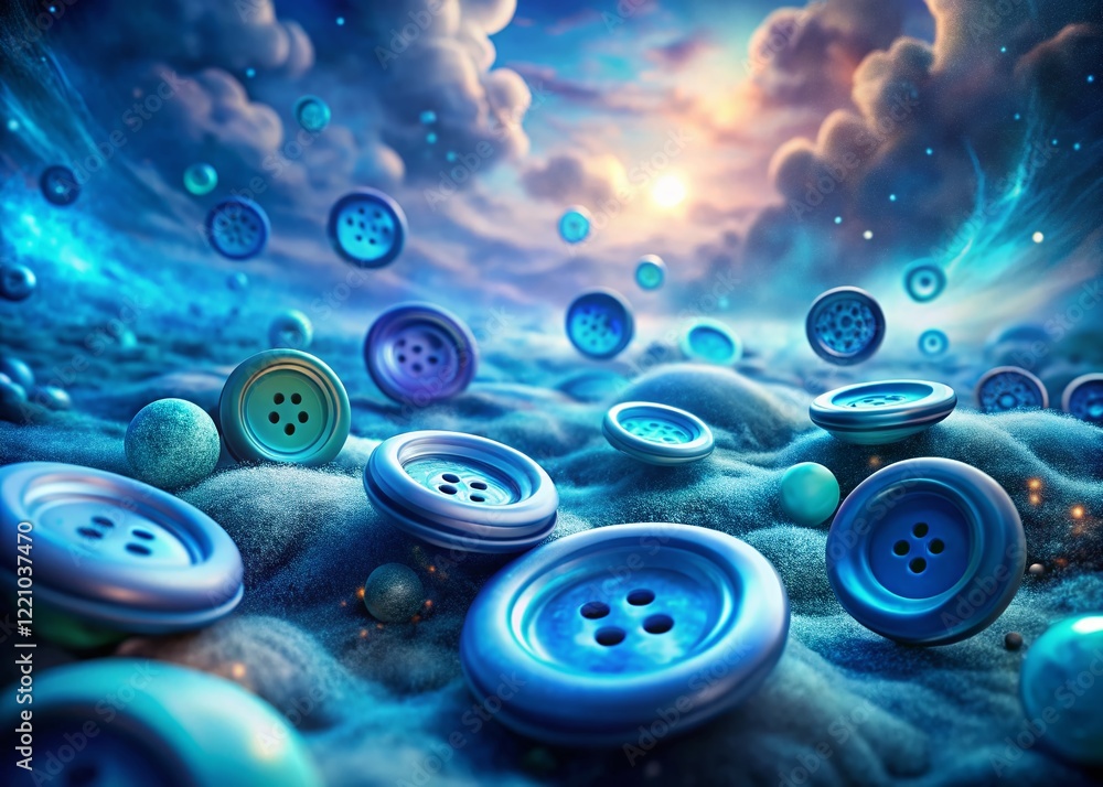 Poster surreal blue web buttons: 10 abstract designs for digital interfaces