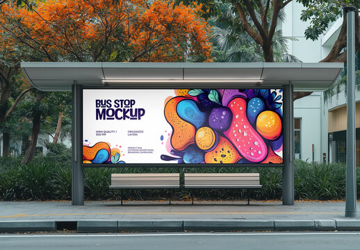 Bus Stop Mockup: Perfect for Outdoor Advertising, Billboards, and Creative Campaigns, Generated with AI