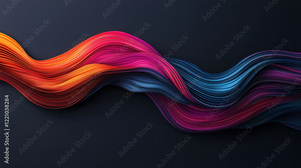 Aufkleber dynamic abstract graphic with flowing lines in vibrant colors. smooth curves create sense of movemen