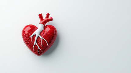 detailed 3D heart illustration with pulsing rhythm, showcasing vibrant red color and intricate white details. This artwork symbolizes life and vitality