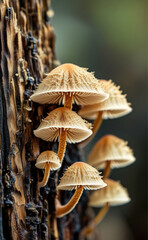 a group of mushrooms growing on a tree