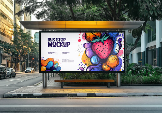 Bus Stop Mockup: Perfect for Outdoor Advertising, Billboards, and Creative Campaigns, Generated with AI