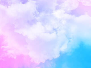 Fototapeta premium beauty sweet pastel pink and blue colorful with fluffy clouds on sky. multi color rainbow image. abstract fantasy growing light