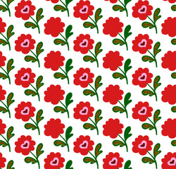 Cartoon style. Festive seamless pattern. Valentine's Day, 14 Feb. Vector background