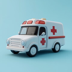 Fototapeta premium 3d render toy ambulance isolated on transparent background. AI generated.