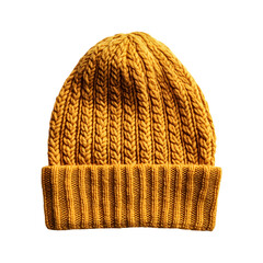 Fototapeta premium Vintage-Inspired Mustard Yellow Knit Hat Isolated on Transparent Background