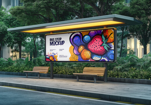 Bus Stop Mockup: Perfect for Outdoor Advertising, Billboards, and Creative Campaigns, Generated with AI