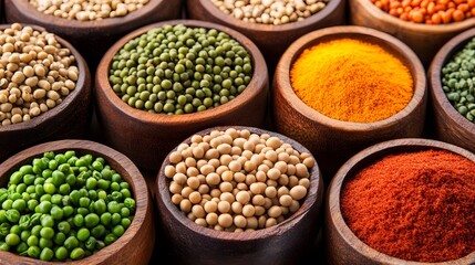 Fototapeta premium Assortment of Raw Organic Ingredients for Food Production and Culinary Use