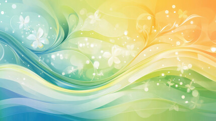 Obraz premium Vibrant abstract summer background with flowing colors and floral elements