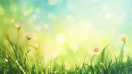 Obraz premium Bright summer background with flowers and soft bokeh effect