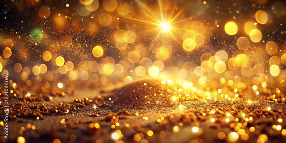 Poster surreal gold bokeh blur abstract background - luxurious shimmering texture