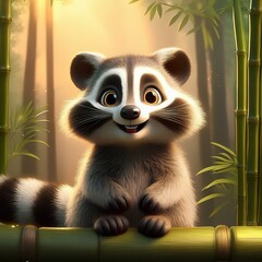 Obraz premium Niedlicher kleiner Waschbär