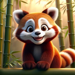 Obraz premium Niedlicher roter Pandabär