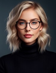Fototapeta premium Hübsche junge blonde Frau mit Brille
