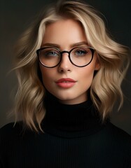 Fototapeta premium Hübsche junge blonde Frau mit Brille
