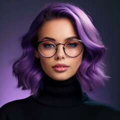 Fototapeta premium Junge Frau mit lila Haar
