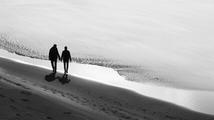 two friends walking on the beach