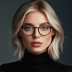 Fototapeta premium Hübsche junge blonde Frau mit Brille
