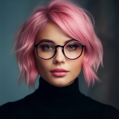 Fototapeta premium Hübsche junge Frau mit pinkem Haar