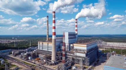 Aerial View of a Large Industrial Power Plant