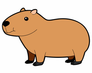Obraz premium cappybara black outline, vector illustration, white background