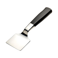 Contemporary Stainless Steel Dough Scraper with Black Handle Isolated on Transparent Background